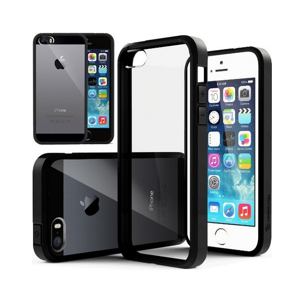 iPhone 5S Case Caseology Fusion Series Scratch-Resistant Clearback Cover Black Dual Bumper